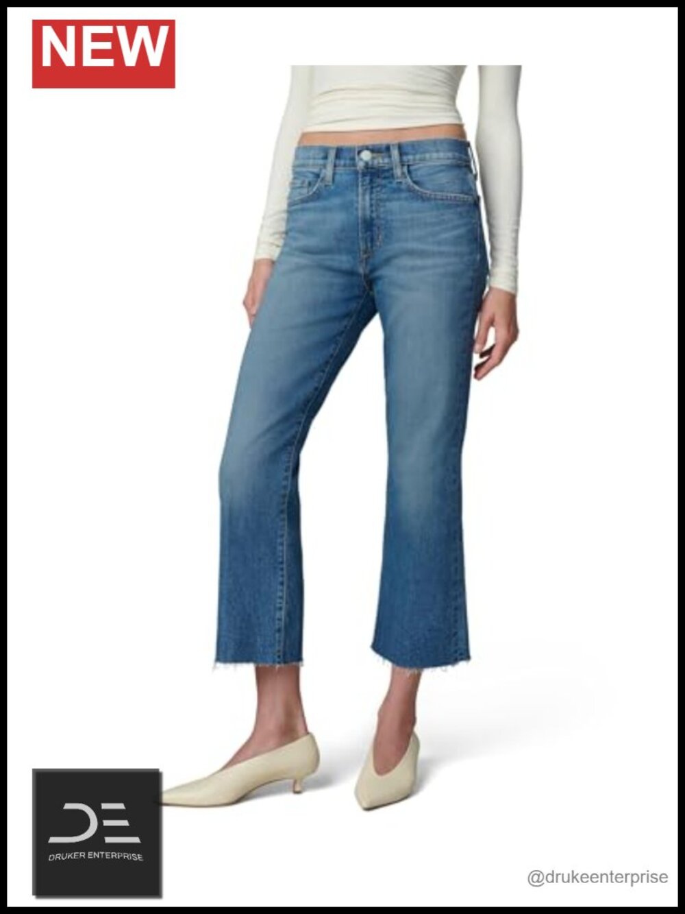 Cropped Bootcut Jeans with Raw Hem